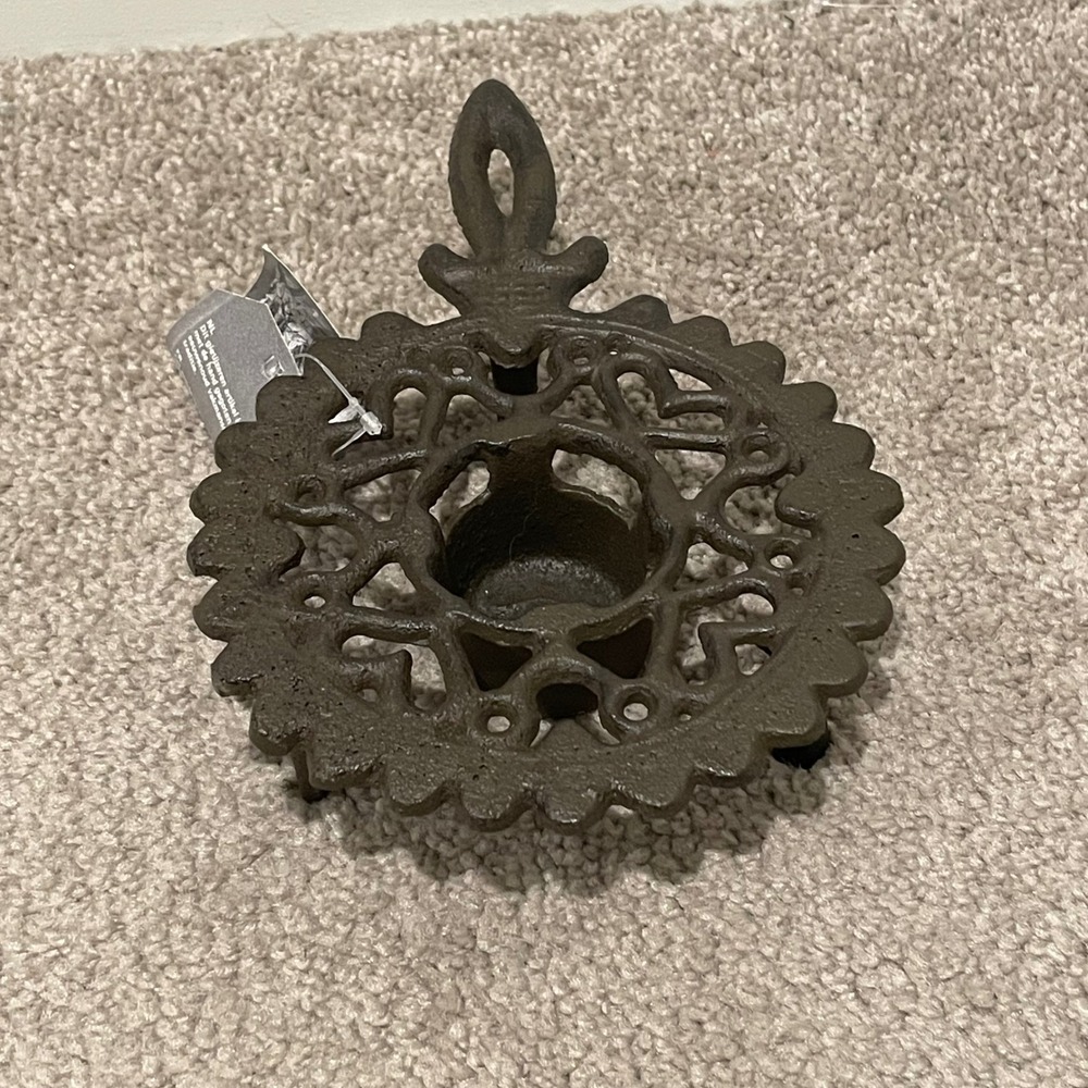 Cast Iron Candle Holder Stand Trivet Rustic Farmhouse Decor New‎